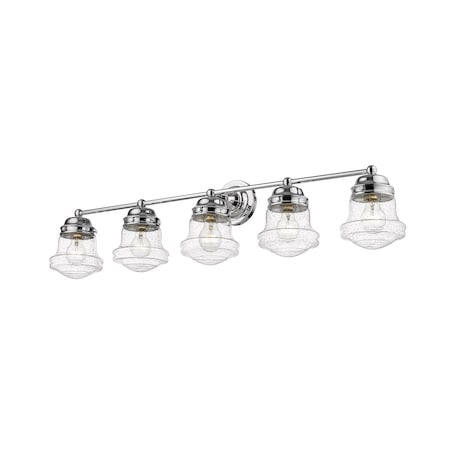 Z-Lite Vaughn 5 Light Vanity, Chrome And Clear Seedy 736-5V-CH